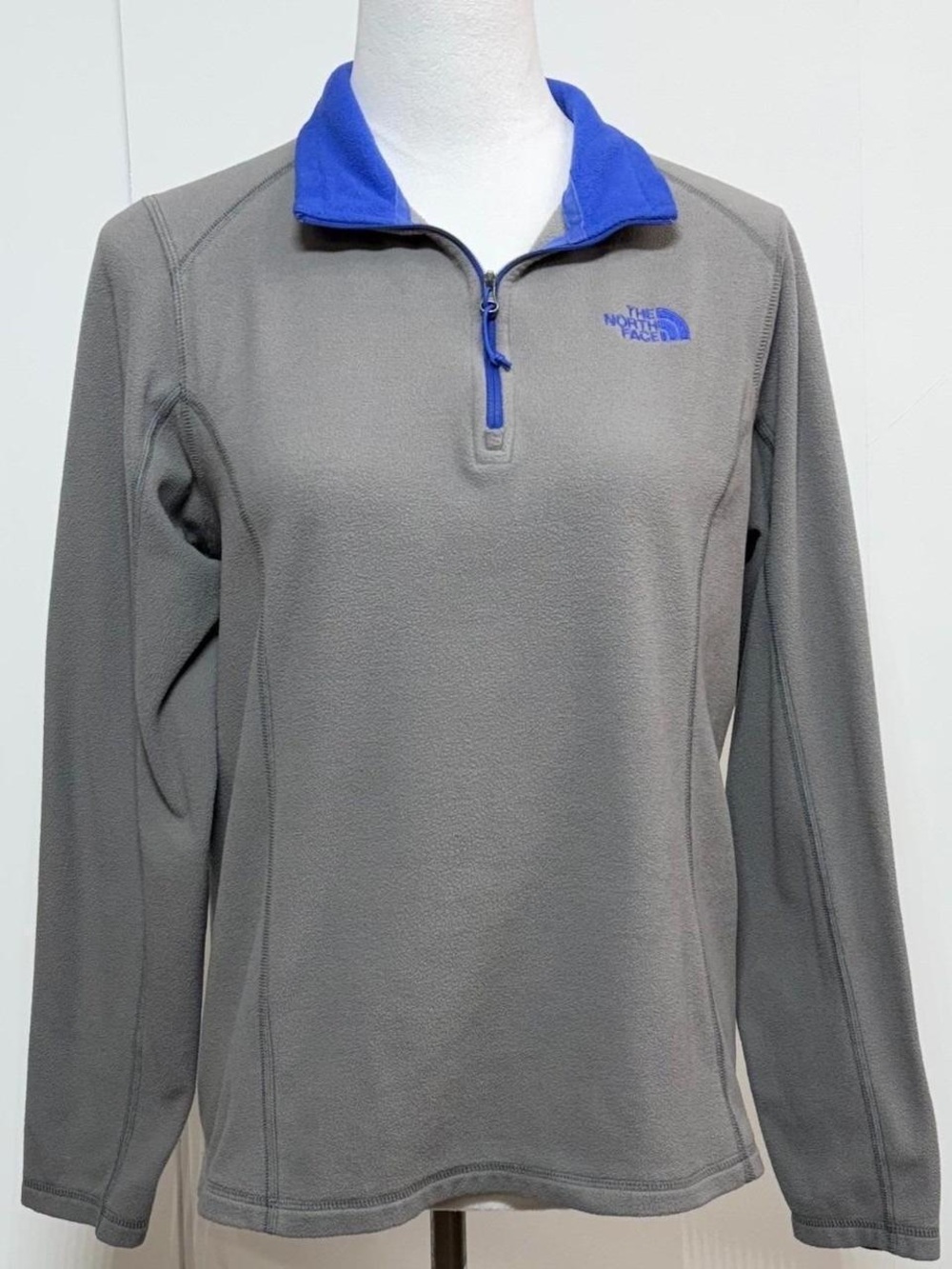 The North Face Women’s Gray Fleece Zip-Up with Blue Collar